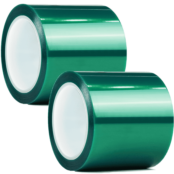 2Rolls High Temp Tapes, 4in x 108ft Heat Resistant Tapes for Heat Press, PET Masking Tapes, High Temperature No Residue Tape for Sublimation and Car Paint, Powder Coating