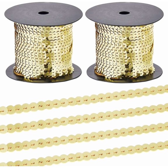 2Rolls Plastic Paillette Beads Sequins Beads Ornament Accessories Flat Round Yellow 6mm 2rolls/set Craft