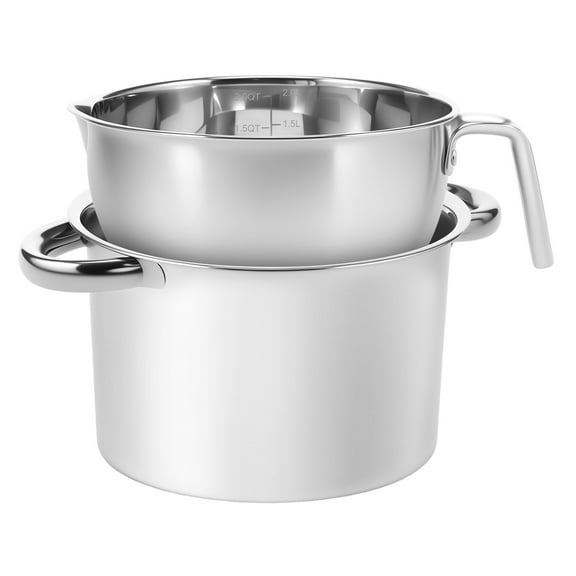 2SETS Double Boiler Pot Set Stainless Steel Chocolate Melting Pot Temperature Resistant Candle Wax Melting Boiler Easy Use for Chocolate Candy Candle
