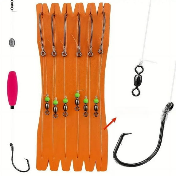 2SETS Pre-tied Circle Hook Fishing Rig Finished Lure Set Catfish Fishing Rig with Circle Hook Swivel Line Set Catfish Fishing Kit