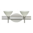 thumbnail image 1 of 2SW-1743KR-SN-Besa Lighting-Domi-Two Light Bath Vanity-14.63 Inches Wide by 6.25 Inches High-Satin Nickel Finish-Chalk Glass Color-Halogen Lamping, 1 of 2