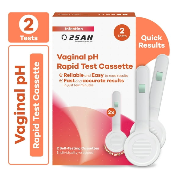 2San Feminine pH Test Kit (2 Pack), Accurate, Quick, for Women, Simple Vaginal Swab,