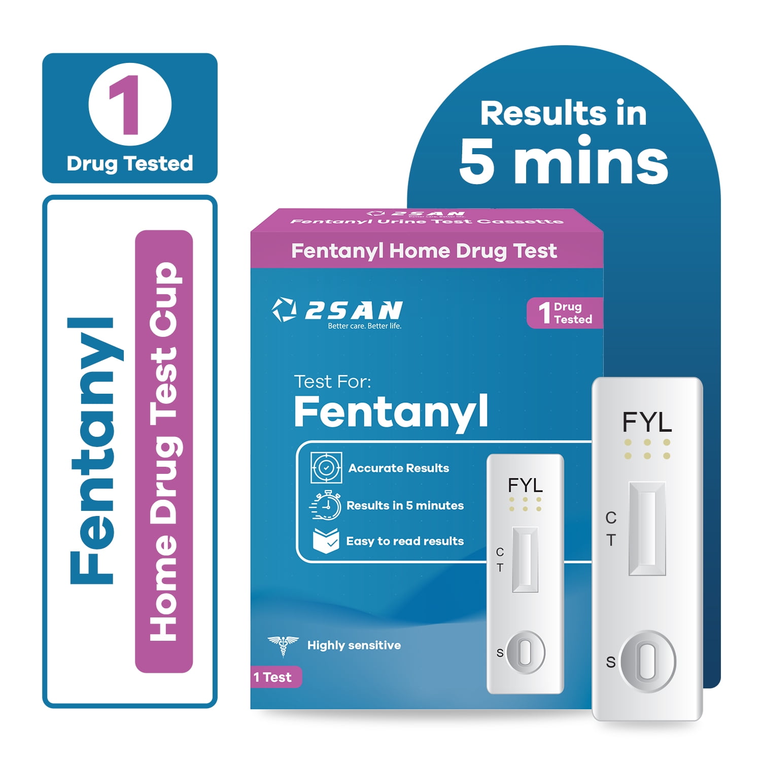 2San Fentanyl Drug Test Kit - Single Pack At-Home Urine Testing