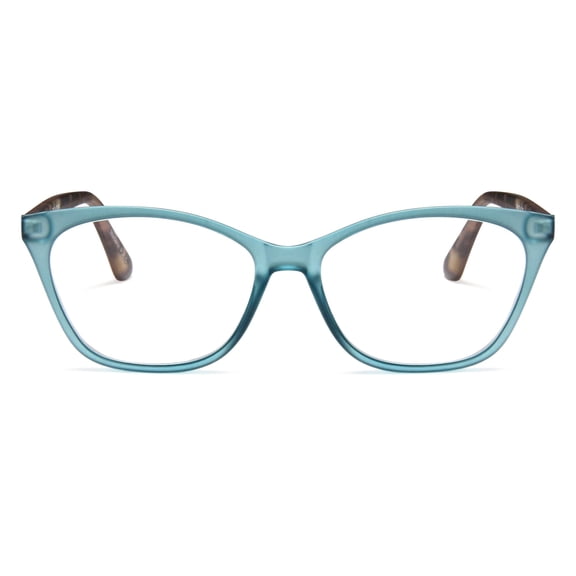 2SeeLife Large Cat Eye Reading Glasses For Women - Medium-Wide Faces, Durable Frame, Spring Hinges, Oversized Cateye Readers, Turquoise, +2.25
