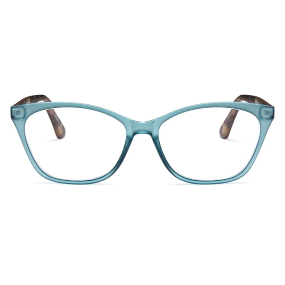 2SeeLife Large Cat Eye Reading Glasses For Women - Medium-Wide Faces, Durable Frame, Spring Hinges, Oversized Cateye Readers, Turquoise, +2.75