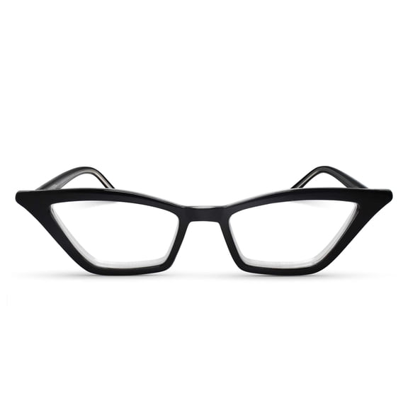 2SeeLife Cat Eye Reading Glasses for Women – Funky Retro Readers, Lightweight Frame, Spring Hinges, Narrow-Medium Fit, Black, +1.75
