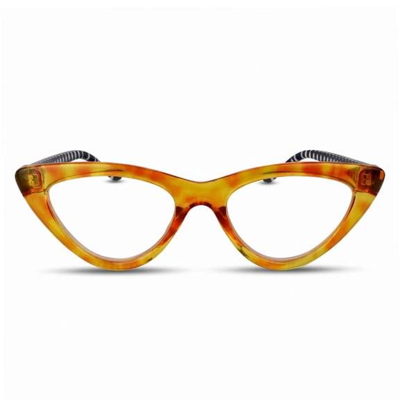 2SeeLife Oversized Cat Eye Reading Glasses for Women – Retro Readers, TR-90 Frame, Spring Hinges, Narrow-Medium Fit, Honey Yellow, +1.00