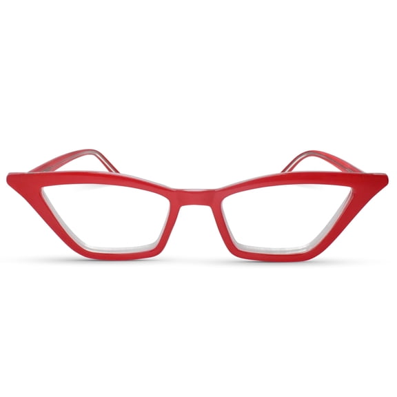 2SeeLife Premium Cat Eye Reading Glasses for Women – Narrow-Medium Fit, Sturdy Frame, Spring Hinges, Stylish Funky Readers, Red, +1.25