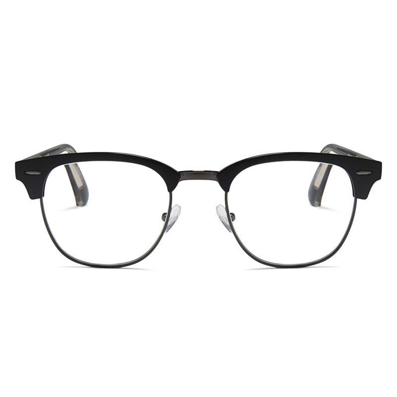 2SeeLife Premium Half Rim Reading Glasses Women & Men - Fits all Face Shapes, Metal & Sturdy Readers, Spring Hinges, Black, +1.00