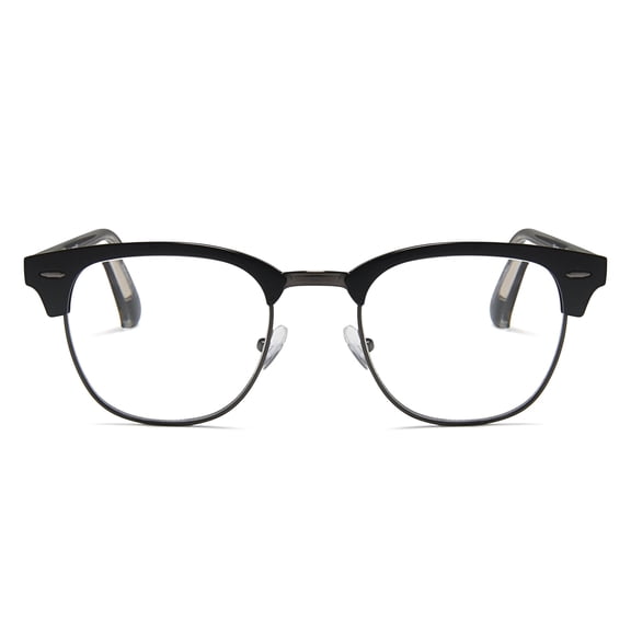 2SeeLife Half Rim Browline Reading Glasses for Men & Women – Retro Browline Readers, Premium Metal Frame, Spring Hinges, Narrow-Medium Fit, Black, +1.25
