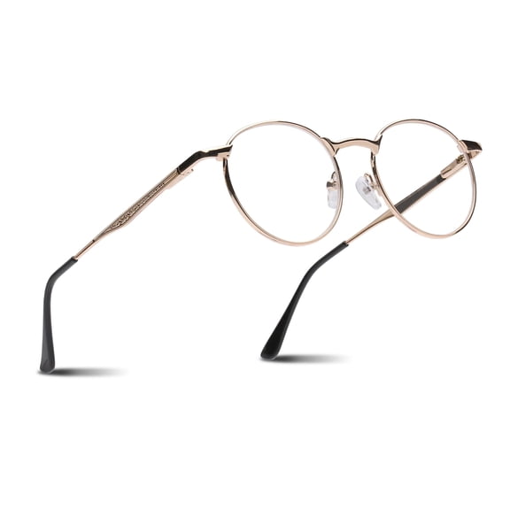 2SeeLife Round Metal Wire Rimmed Reading Glasses for Men & Women – Medium–Wide Fit, Durable, Spring Hinges, Premium Readers, Gold, +1.00