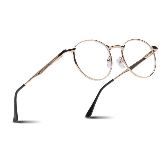 2SeeLife Round Metal Wire Rimmed Reading Glasses for Men & Women – Medium–Wide Fit, Durable, Spring Hinges, Premium Readers, Gold, +1.75