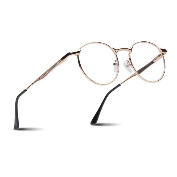 2SeeLife Round Metal Wire Rimmed Reading Glasses for Men & Women – Medium–Wide Fit, Durable, Spring Hinges, Premium Readers, Gold, +3.00