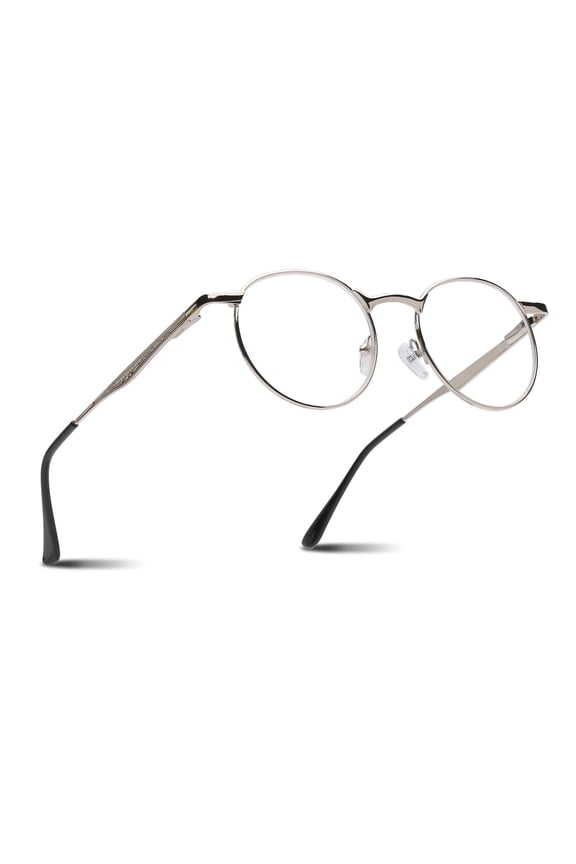 Round Metal Wire Rimmed Reading Glasses for Men & Women – Medium–Wide Fit, Durable, Spring Hinges, Premium Readers, Silver, +2.50