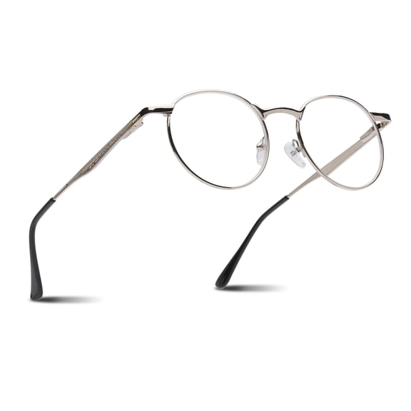 2SeeLife Round Metal Wire Rimmed Reading Glasses for Men & Women – Medium–Wide Fit, Durable, Spring Hinges, Premium Readers, Silver, +2.50