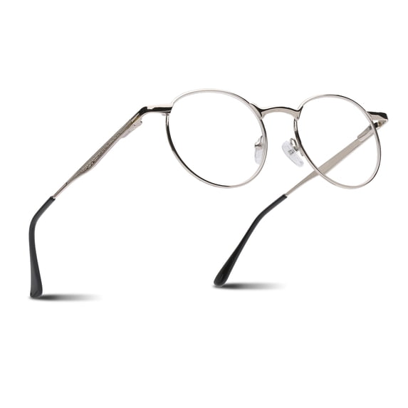 2SeeLife Round Metal Wire Rimmed Reading Glasses for Men & Women – Medium–Wide Fit, Durable, Spring Hinges, Premium Readers, Silver, +2.75