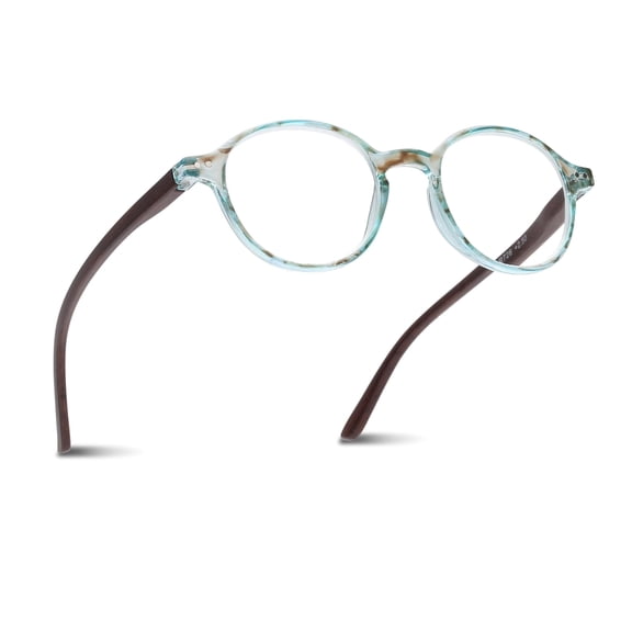 2SeeLife Small Round Reading Glasses for Men & Women – Narrow-Medium Fit, Sturdy Frame, Spring Hinges, Premium Retro Readers, Aqua Blue, +2.75