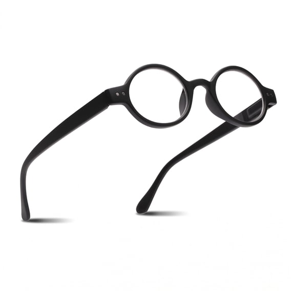2SeeLife Round Reading Glasses for Men & Women – Vintage Retro Readers, Lightweight TR-90 Frame, Spring Hinges, Narrow-Medium Fit, Black, +2.00
