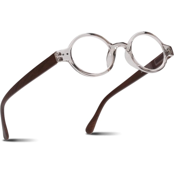 2SeeLife Small Round TR-90 Reading Glasses for Men & Women - Narrow-Medium Fit, Sturdy Frame, Spring Hinges, Retro Readers, Clear, +3.50
