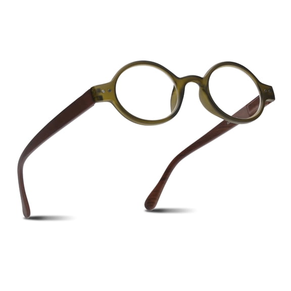 2SeeLife Small Round TR-90 Reading Glasses for Men & Women - Narrow-Medium Fit, Sturdy Frame, Spring Hinges, Retro Readers, Green, +2.75