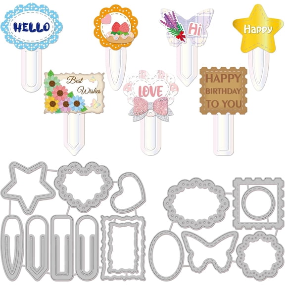 2Set 15Pcs Flower Paper Clip Cutting Dies for DIY Scrapbooking Metal Butterfly Paper Clip Die Cuts Embossing Stencils Template for Paper Card Making Decoration Album Craft Decor