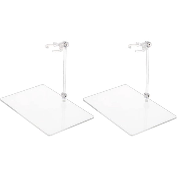2Set 2 Pcs Action Figure Stands Clear Doll Model Support Stand with 4x6 inch Base Assembly Action Figure Display Holder Durable Model Display Stand Compatible with 1/144 RG HG Figure Model