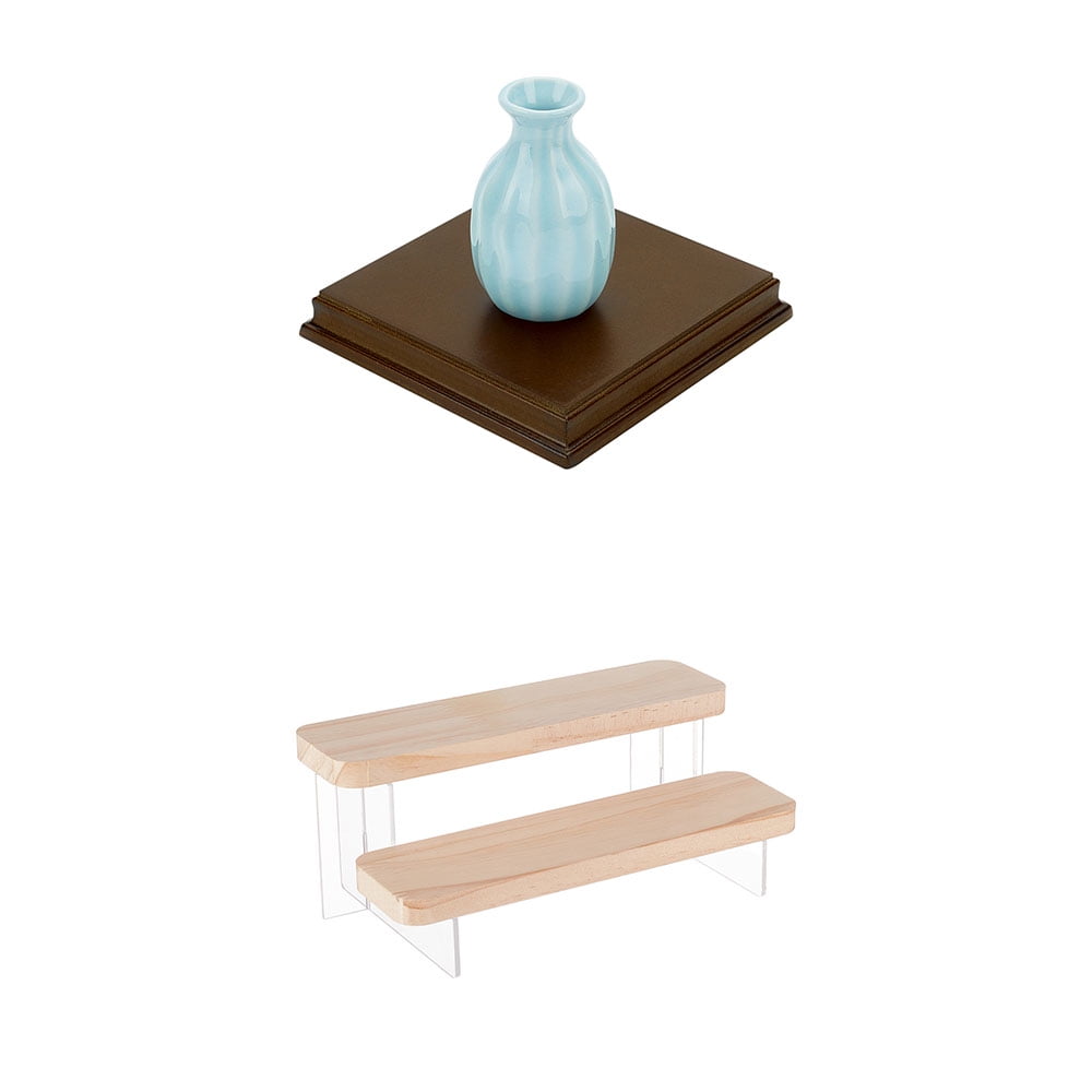 2Set 2-Tier Transparent Acrylic Minifigures Display Risers Wooden ...