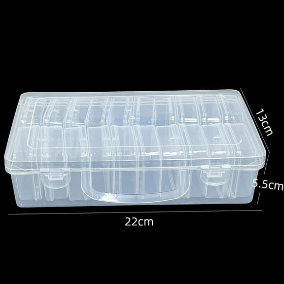 2Set 20 Slots Plastic Craft Organizer Case Grids Bead Containers Rectangle Clear 22x13x5.5cm Small Box: 5.5x5.5x2cm
