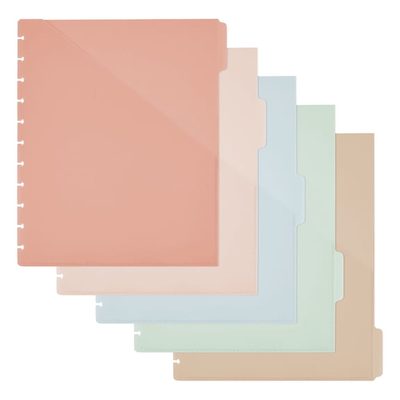 2Set 5Pcs PP Plastic Notebook Index Divider Sheets 11 Holes Tab Divider for Binder Rectangle Mixed Color 295.5x240.5~250x0.3~0.5mm