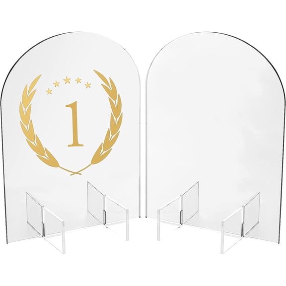 2Set Acrylic Blank Table Sign Arch-shaped Silver 130x79.8x179mm 3pcs/set