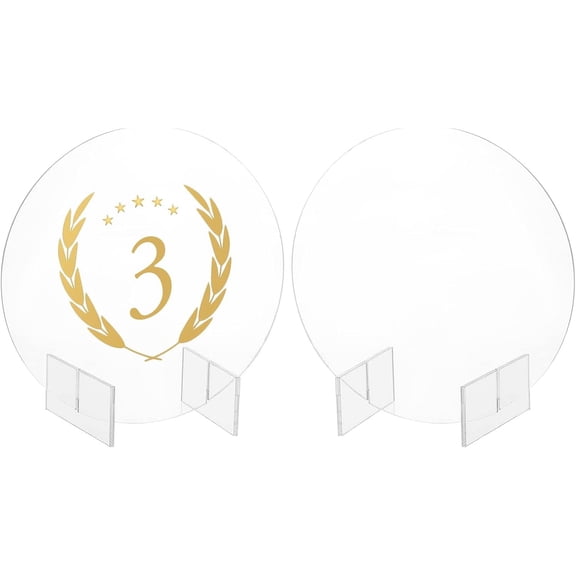 2Set Acrylic Blank Table Signs Round Clear 150x79.8x150mm 3pcs/set