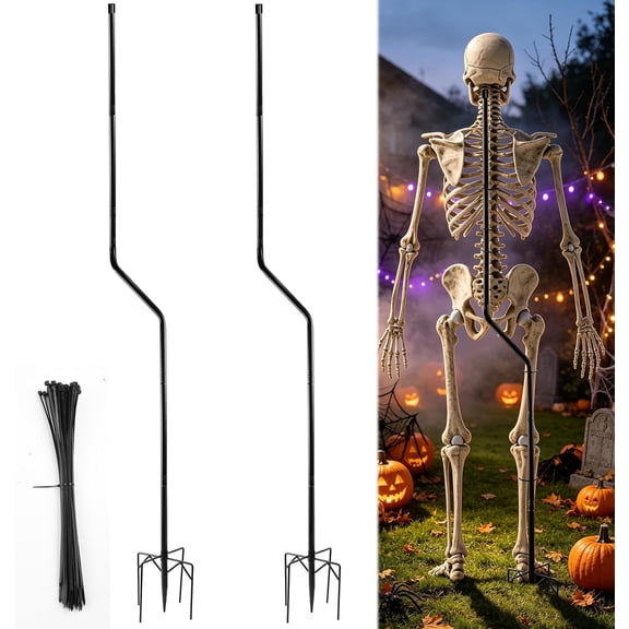 2Set Adjustable Metal Skeleton Stand for 5.9/6.56FT Halloween Skeleton Yard | Invisible Outdoor Windproof 2Set Adjustable Metal Skeleton Stand for 5.9/6.56FT Halloween Skeleton Yard