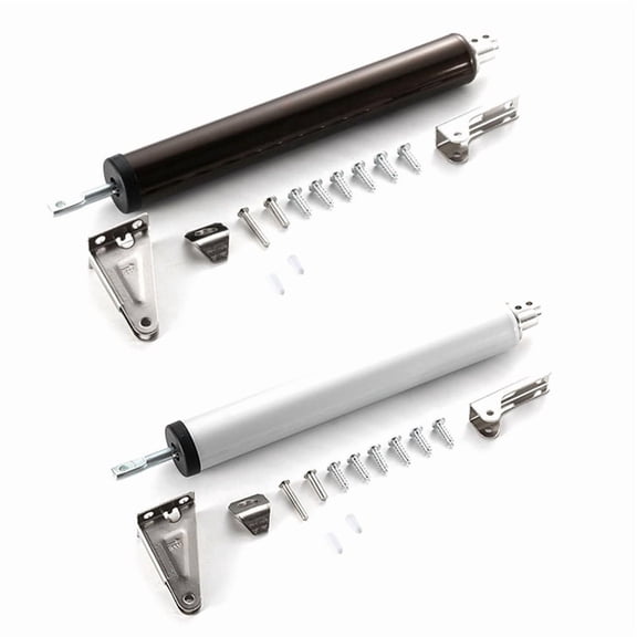 2Set Automatic Door Closer Internal Positioning Furniture Stop Buffer 90 Degree Adjustment Home Decoration Lock Closing,2 x Door closer With Mounting fittings,Silver&Brown