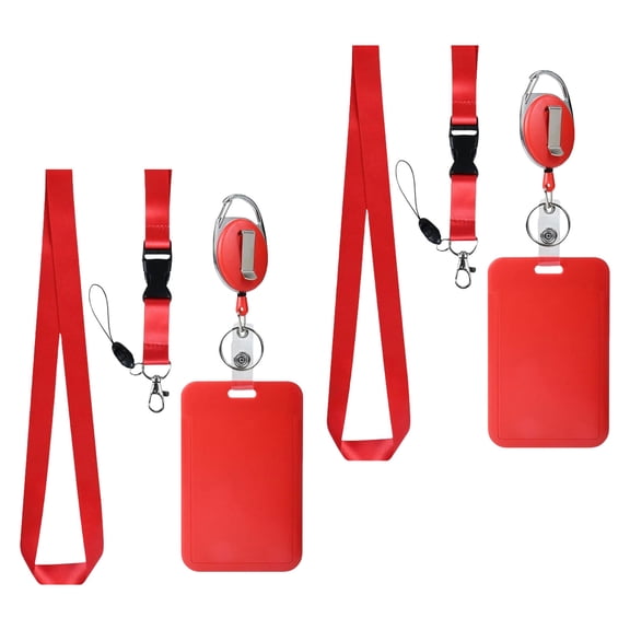 2Set Badge Holder Retractable Reel,Breakaway Lanyard,Badge Clips Retractable Heavy Duty Badge Reel Keychain Card Holder