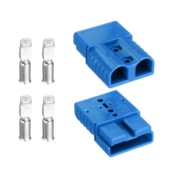 2Set Battery Power Connector,120A 2AWG,4AWG,6AWG Wire Harness Plug Kit,Blue