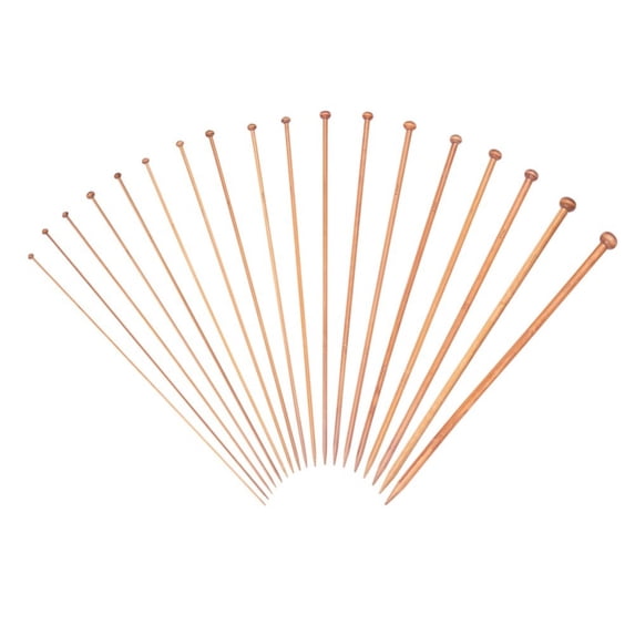2Set Carbonize Bamboo Knitting Needles Set Single Pointed Crochet Kit Smooth Crochet Arts Craft Needle Tool Saddle Brown 345~360mm 1pair/bag 18bag/set