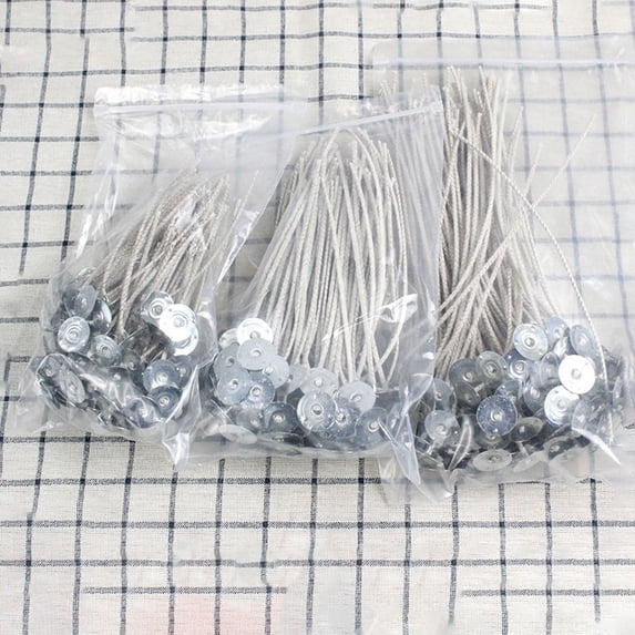2Set Cotton Candlewick with Metal Sustainer Tabs for DIY Candle Making Bisque 15cm 100pcs/set