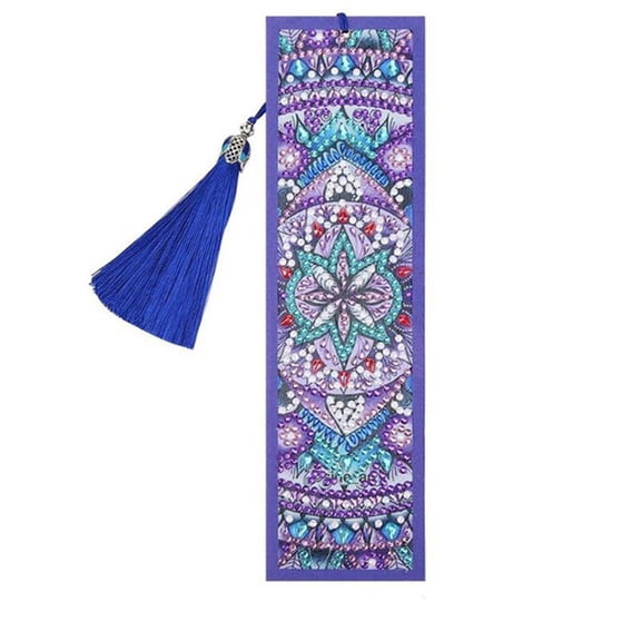 2Set DIY Diamond Painting Stickers Kits For Bookmark Making with Diamond Painting Stickers Resin Rhinestones Diamond Sticky Pen Tassel Tray Plate and Glue Clay Rectangle with Mandala Pattern
