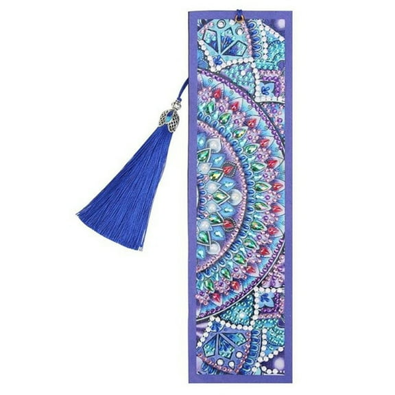 2Set DIY Diamond Painting Stickers Kits For Bookmark Making Rhinestones Diamond Sticky Pen Tassel Tray Plate and Glue Clay with Mandala Pattern Mixed Color 20.8x5.8cm