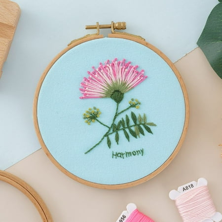 2Set DIY Embroidered Making Kit Including Linen Cloth Cotton Thread Water Erasable Pen Refills Iron Needle Flower Pattern 25x25x0.01cm