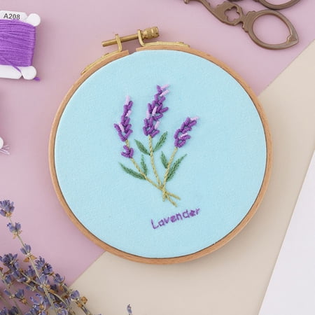 2Set DIY Embroidered Making Kit Including Linen Cloth Cotton Thread Water Erasable Pen Refills Iron Needle Plants Pattern 25x25x0.01cm