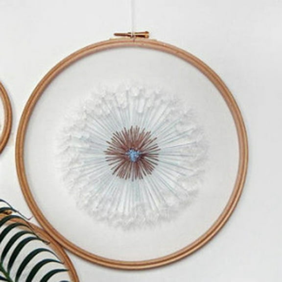 2Set DIY Transparent Fabric Embroidery Kits with Polyurethane Elastic Fibre and Plastic Dandelion Pattern 21x20x0.9cm Inner Diameter: 18cm