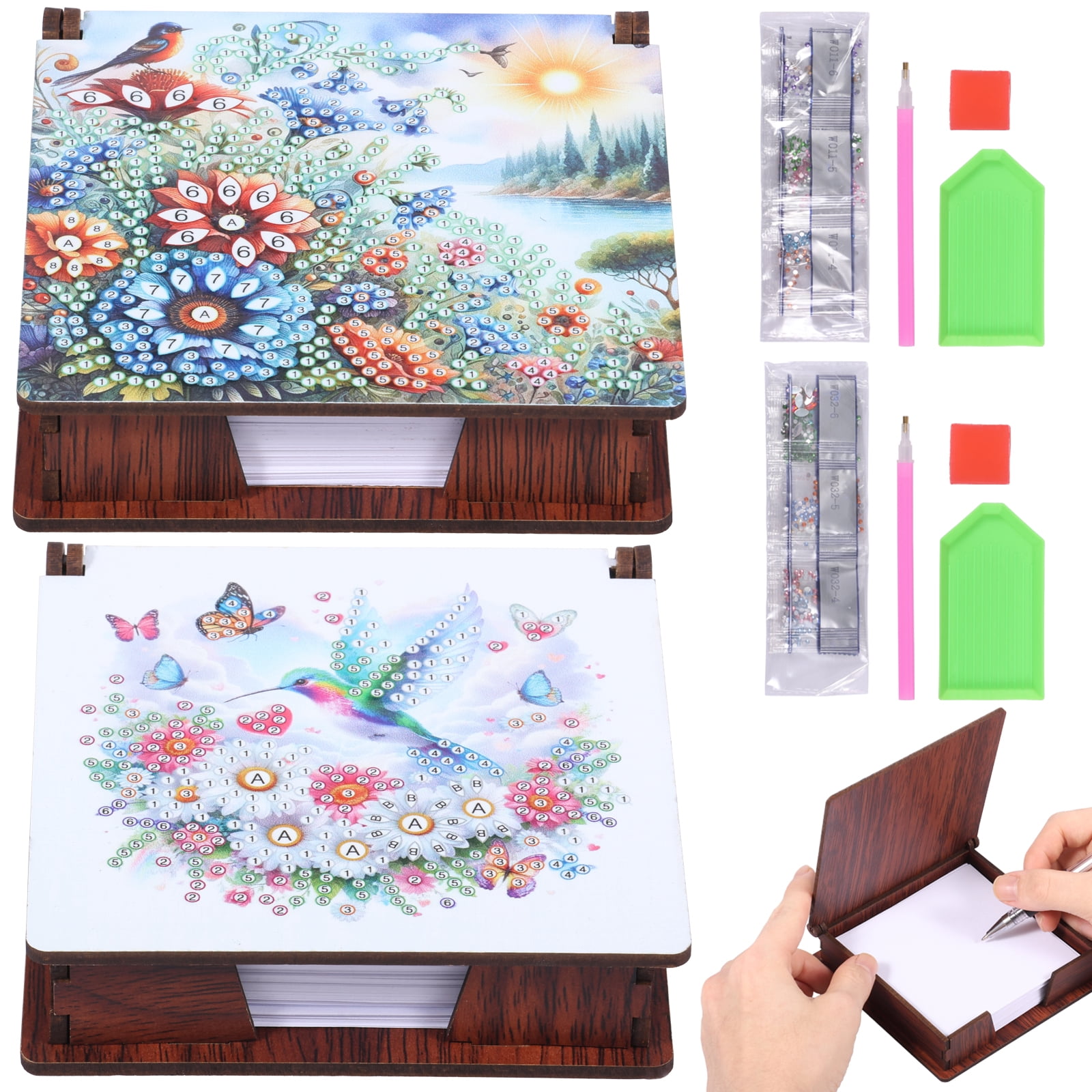 2Set Diamond Art Kit Diamond Painting Kit Note Box Memo Paper Storage ...