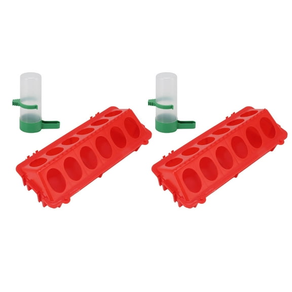 2Set Flip Top Chick Birds Water Feeder, PP Chicken Trough Automatic Feeder with Splatter Proof Cover Poultry Equipment, Flip Top Chicken Feeder, for Pecking