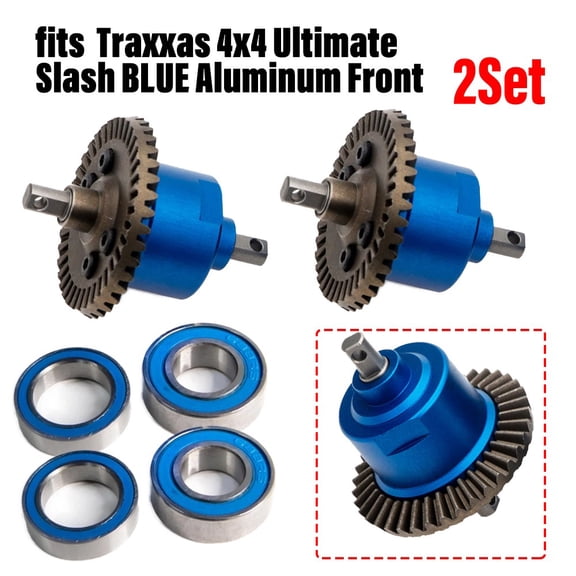 2Set For Traxxas 4x4 Ultimate Slash BLUE Aluminum Front or Rear differential US
