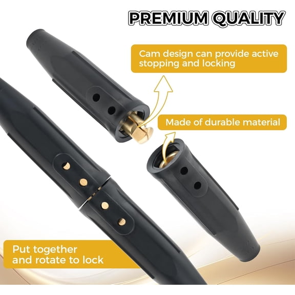 2Set LC-40 Welding Leads Cable Connector, Welding Cable Quick Connector, Male and Female Twist-Lock Welding Lead Ends Leads Cable Connectors for 1/0 and 2/0 Welding Cable Capacity 350 Amp 50-70 SQ-MM