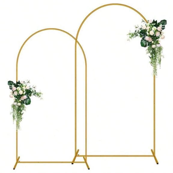 2Set Metal Arch Backdrop Stand, Golden Wedding Arch Stand Set Of 3(7.2Ft+6Ft), Stable Wedding Arch Frame For Wedding Birthday Party Shower Ceremony Graduation Decoration Halloween Christmas
