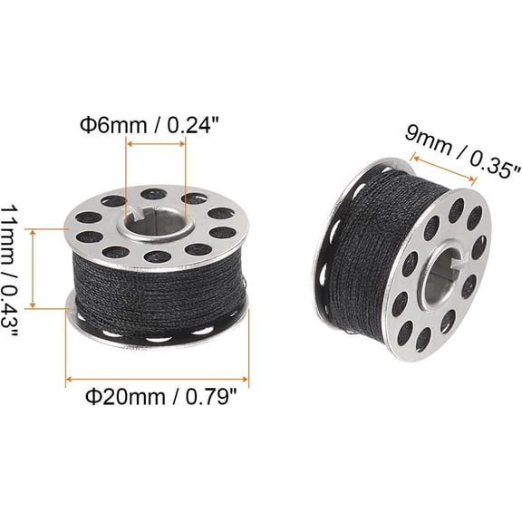 2Set Metal Bobbins and Prewound Sewing Thread Set of 20pcs with Bobbin Case for Sewing Machine, Black+White