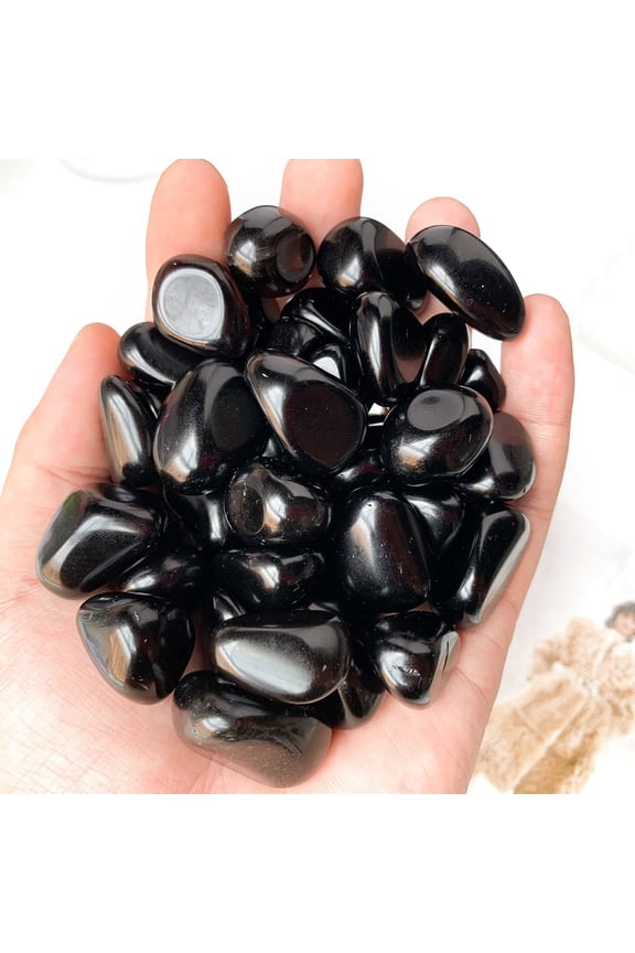 2Set Natural Obsidian Healing Stones for Reiki Balancing Oval Stones Pocket Palm Stones 15~20mm 50g/set