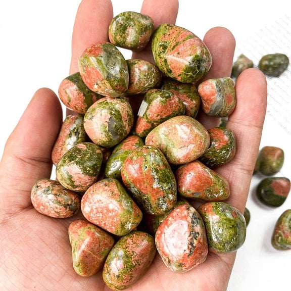 2Set Natural Unakite Healing Stones Oval Stones Pocket Palm Stones for Reiki Balancing 15~20mm 50g/set